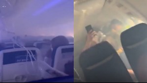 Video muestra tensión entre pasajeros de avión: La cabina se llenó de humo tras falla en uno de los motores
