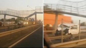 Video muestra instantes posteriores al impacto de camión con pasarela en la Ruta 5 Sur