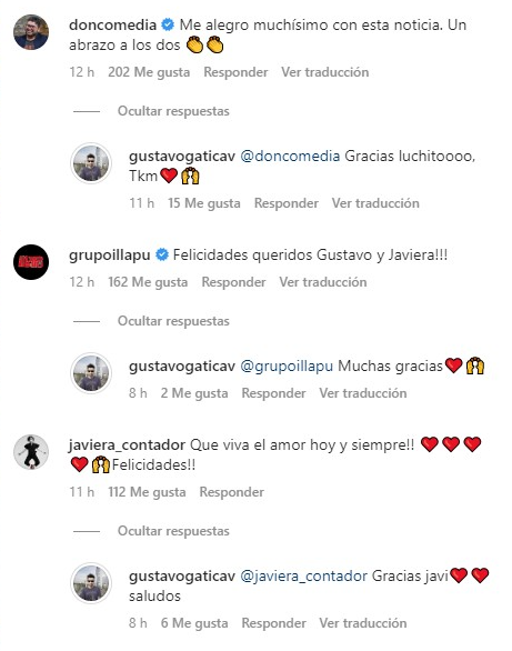 Comentarios de famosos por foto de boda Gustavo gatica