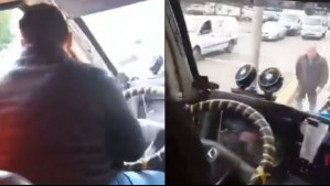 Video muestra violenta pelea entre micreros: Uno de ellos rompe la ventana del bus con los pasajeros dentro