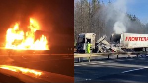 Videos muestran cómo queda camión incendiado en ataque en Collipulli