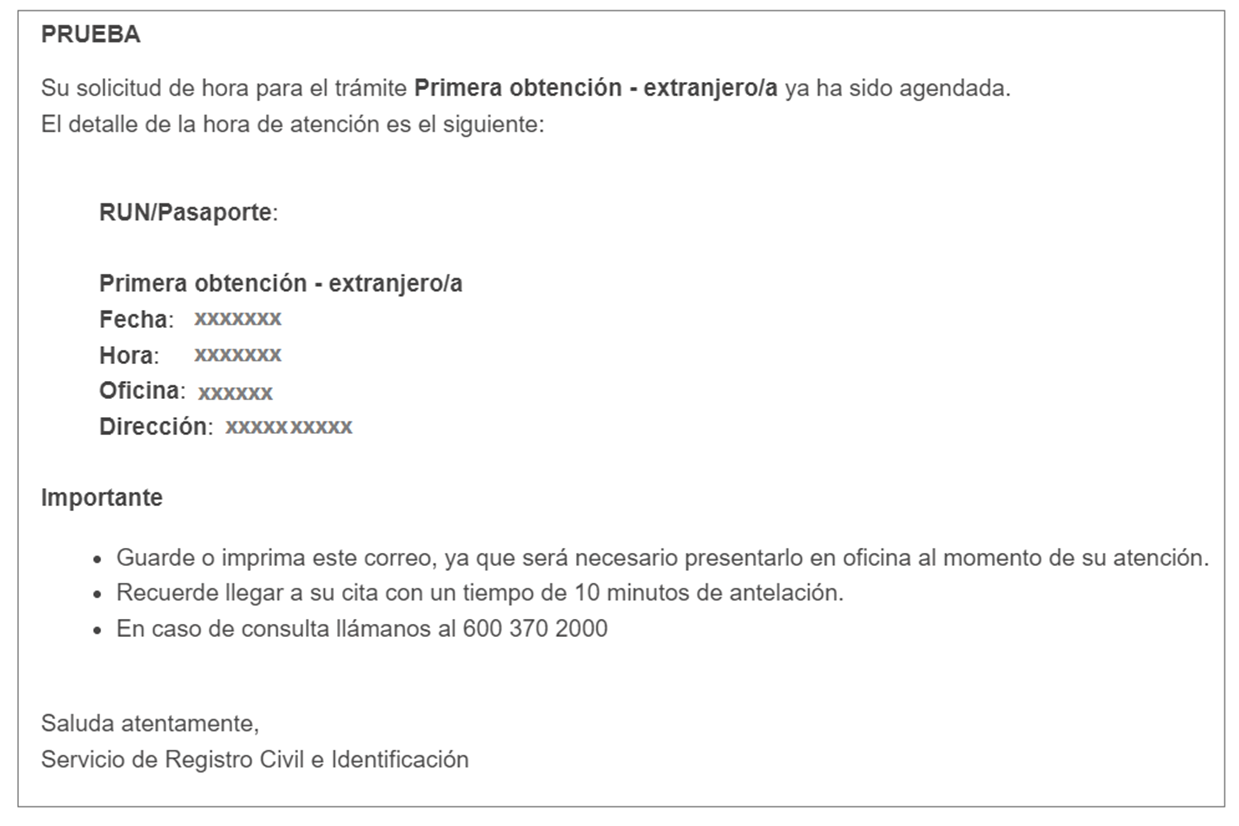 Modelo de comprobante (Registro Civil)