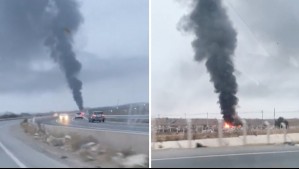 Incendio afecta a depósito de neumáticos en cercanías del aeropuerto de Santiago