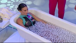 'Esto me ayuda a resetear': Tita Ureta ingresó a una tina llena de hielos en pleno 'Mucho Gusto'
