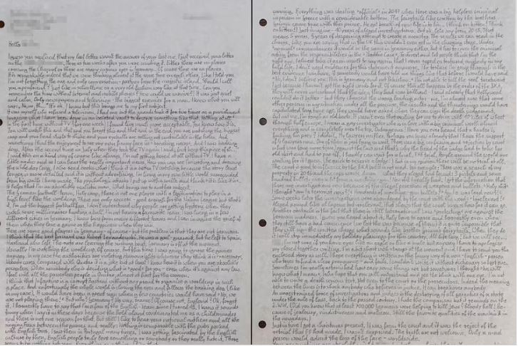 Última carta de Christian Brueckner