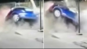 Video muestra impactante choque de vehículo robado contra poste de luz en La Granja