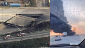 Videos muestran derrumbe de autopista en EEUU: Habría sido provocado por un camión que se prendió fuego