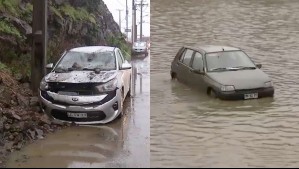 Autos destrozados deja desprendimientos de tierra por fuertes lluvias en Valparaíso