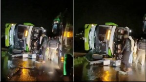 Bus termina volcado en Ruta 5 Sur con 15 heridos en mismo lugar de fatal accidente de San Javier