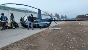 Helicóptero cae con cuatro personas en su interior en Vitacura: Todas fueron trasladadas a un centro asistencial