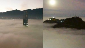 'Una isla en un océano de nubes': Increíbles imágenes muestran a Santiago bajo la niebla