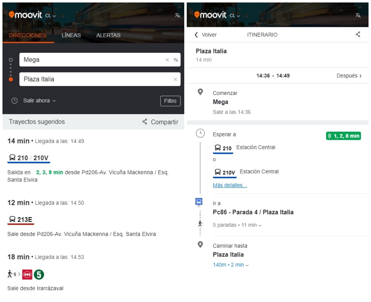 Plataforma web de Moovit