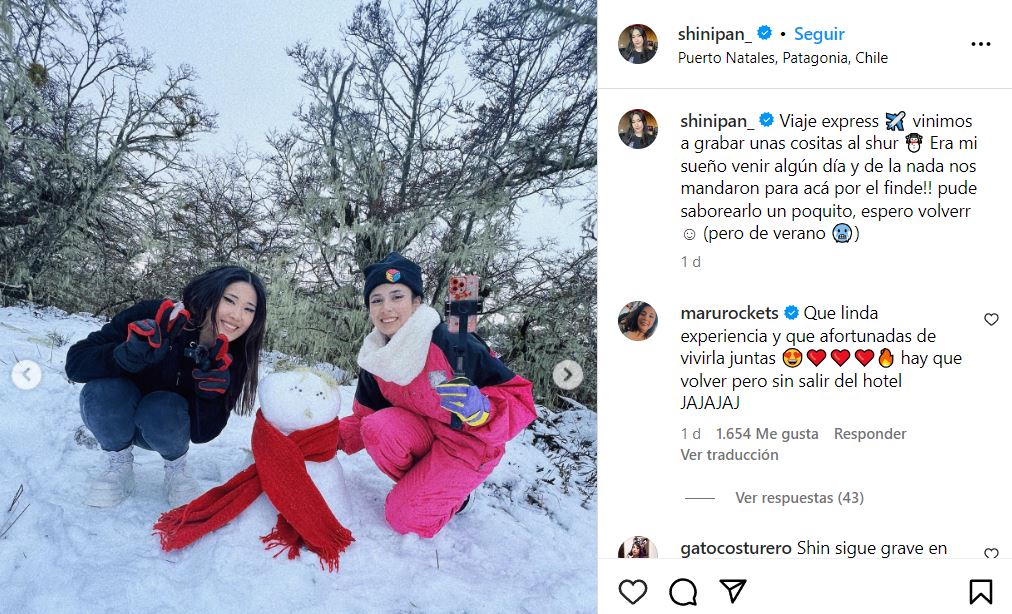 Shin Yang y Maru Rockets en la Patagonia. (Instagram)