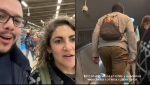 'Los chilenos son muy educados': Extranjeros destacan comportamiento de usuarios en escaleras mecánicas del Metro