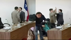 Concejo Municipal de San Javier termina con golpes: Video muestra a concejal caer al suelo tras recibir un golpe de puño