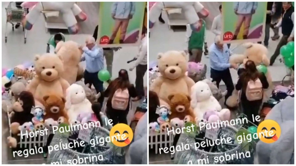 El inesperado gesto de Horst Paulmann con una niña en un supermercado: Le regaló un oso gigante de peluche
