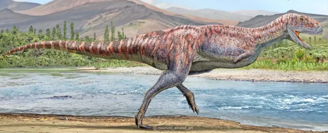 Así habría sido el dinosaurio abelisaurio (ilustración de Mauricio Álvarez en El Mercurio)