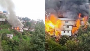 Incendio en Cerro Mariposa consume cuatro casas en Valparaíso