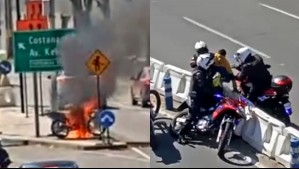 'La quemó por rabia': La defensa de pareja de delivery que incendió motocicleta en Las Condes