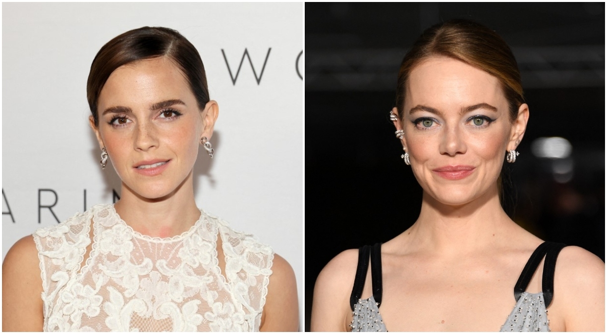 De izquierda a derecha, Emma Watson y Emma Stone (AFP)