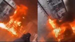 Video registra incendio en el Instituto Nacional: Lanzaron bomba molotov a la caseta de portería