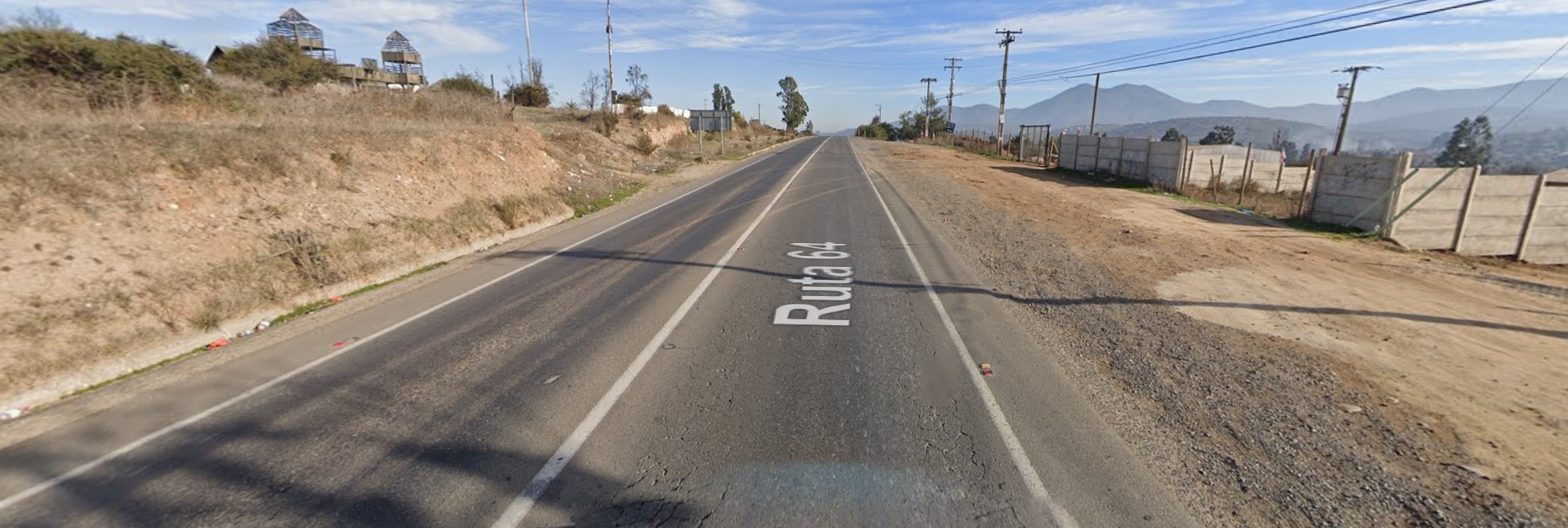 A la altura del sector de Tabolango, Limache, el matrimonio chocó contra el cadáver del vacuno (Google Maps)