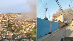 Incendio en cerro Merced de Valparaíso: Columna de humo se vio desde varios puntos de la ciudad