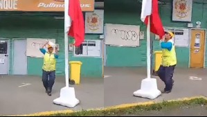 Terminó su jornada laboral y bailó un pie de cueca a la bandera: Hombre de Purranque se hizo viral en redes