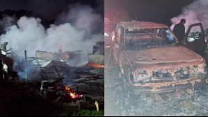 Ataque incendiario en Angol deja dos personas heridas a bala y una vivienda y dos autos quemados
