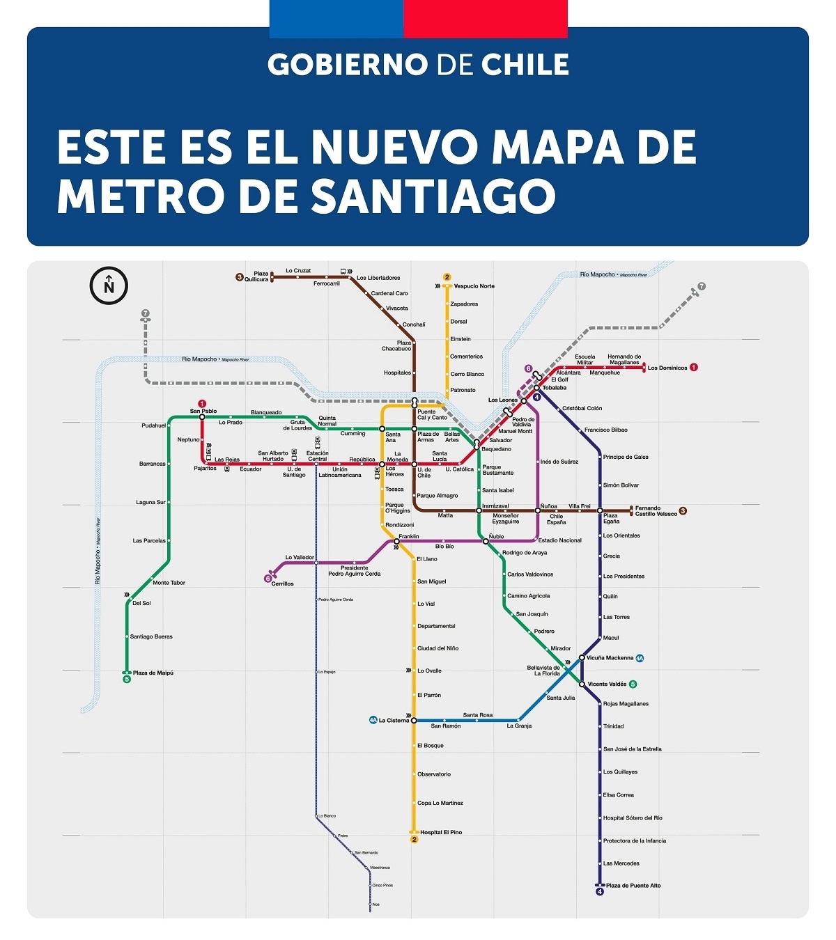 Nuevo mapa de Metro de Santiago