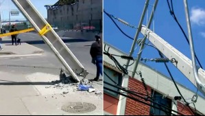 Poste de luz queda colgando tras ser impactado por bus: Ha sido chocado 14 veces en dos años