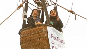 Desde un globo aerostático y con periodista de Meganoticias: Ministra promociona el 'Festival de las ciencias 2023'