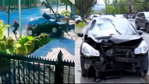 ¡Milagrosa salvada! Cámaras de seguridad muestran a joven a centímetros de ser impactada por un auto en Vitacura