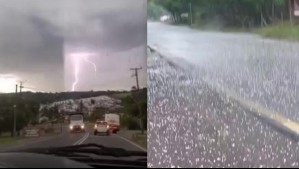 Videos muestran caída de rayo y grandes granizos en el sur del país