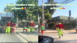 Viralizan video de recolectores de basura de Puente Alto disfrazados del 'Grinch' y otros personajes de Navidad