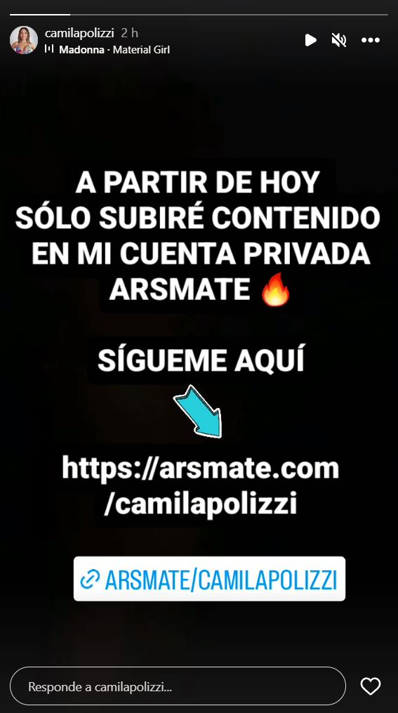 Camila Polizzi anuncio (Captura Instagram)