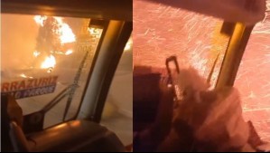 Incendio en Quilpué: Impactante video muestra a micro con pasajeros transitar por en medio de las llamas