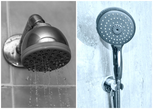 Ejemplo de ducha fija y una estilo
