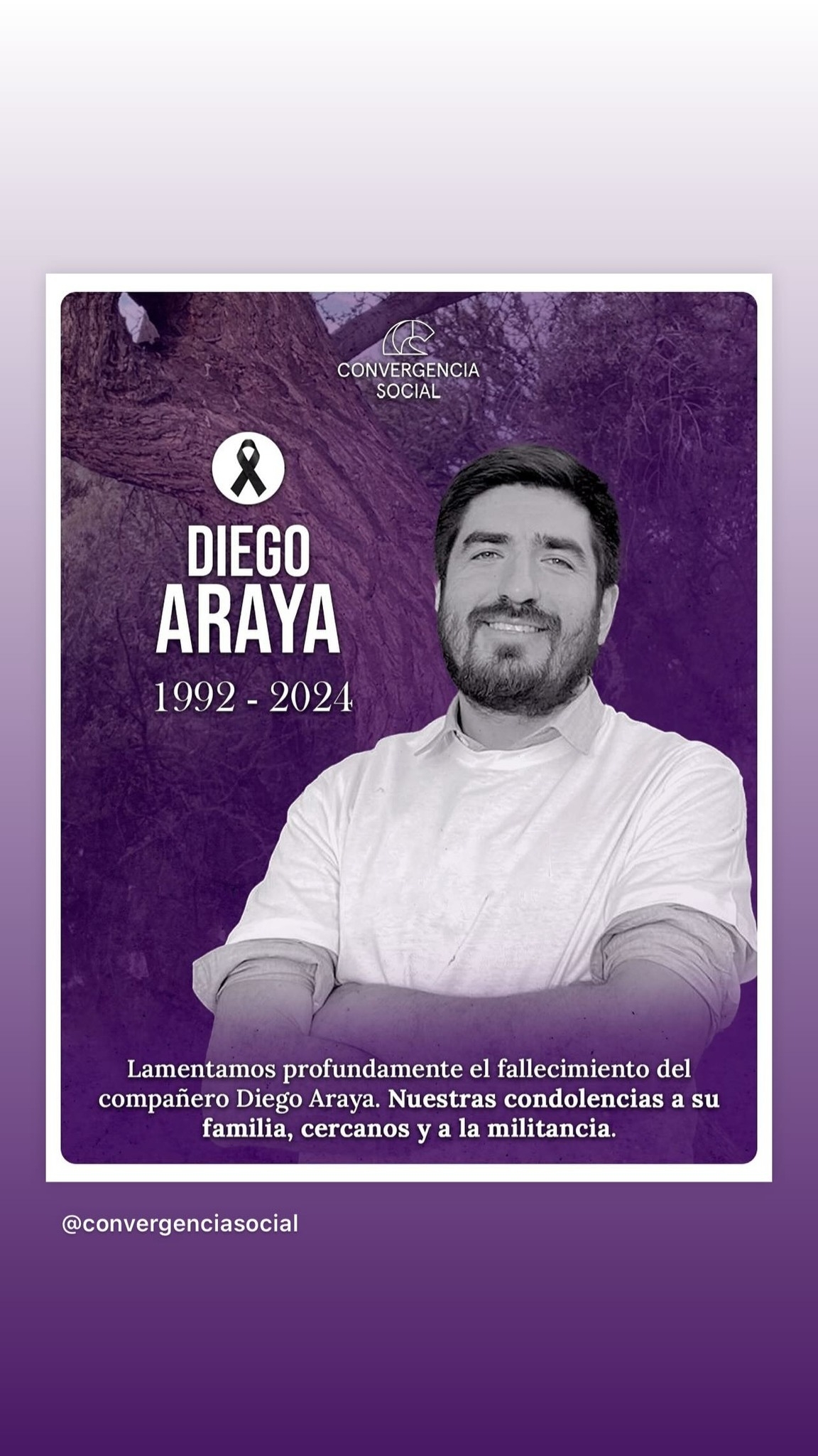 Historia sobre fallecimiento de Diego Araya compartida por el Presidente Boric / Instagram