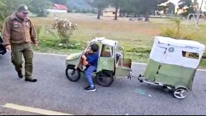 Carabineros invita a patrullar a niño de Antuco que se hizo viral con su carro policial de cartón y témpera