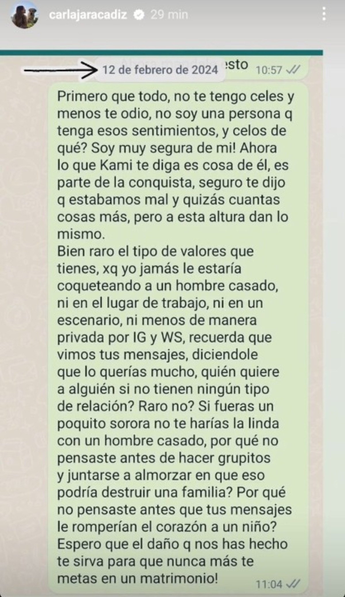 El mensaje de Carla Jara a Camila Andrade