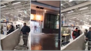 Intensas lluvias inundan y provocan daños a local comercial ubicado al interior de mall en Talca