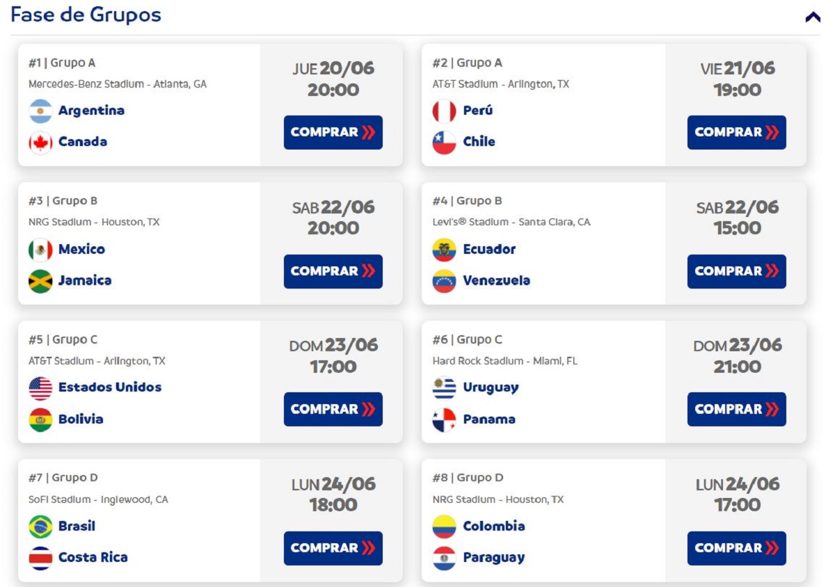 Entradas Copa América