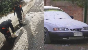 Región Metropolitana inicia el día con escarcha y en comunas que nevó esparcen sal por hielo en las calles