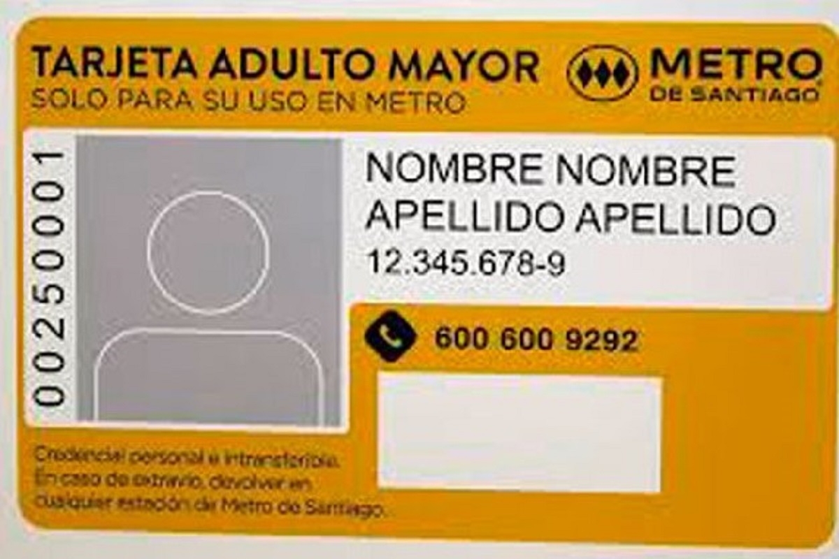 Tarjeta Bip Adulto Mayor solo para Metro