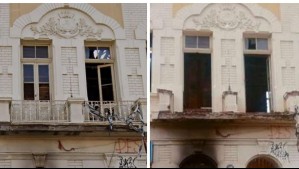 Roban balcón patrimonial desde histórico edificio en Valparaíso