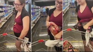 Video muestra a mechera 'dando a luz' en supermercado: Parecía estar embarazada pero en realidad estaba robando carne