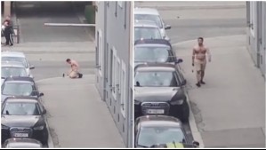 Video capta a asesino de chilena en Austria caminando por la calle con un hacha tras cometer el crimen