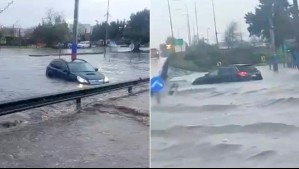 Inundaciones en Santiago: Video muestra a auto atrapado bajo el agua en Américo Vespucio con Ruta 5