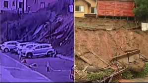 Video muestra momento exacto en que se derrumba ladera de cerro en Curauma